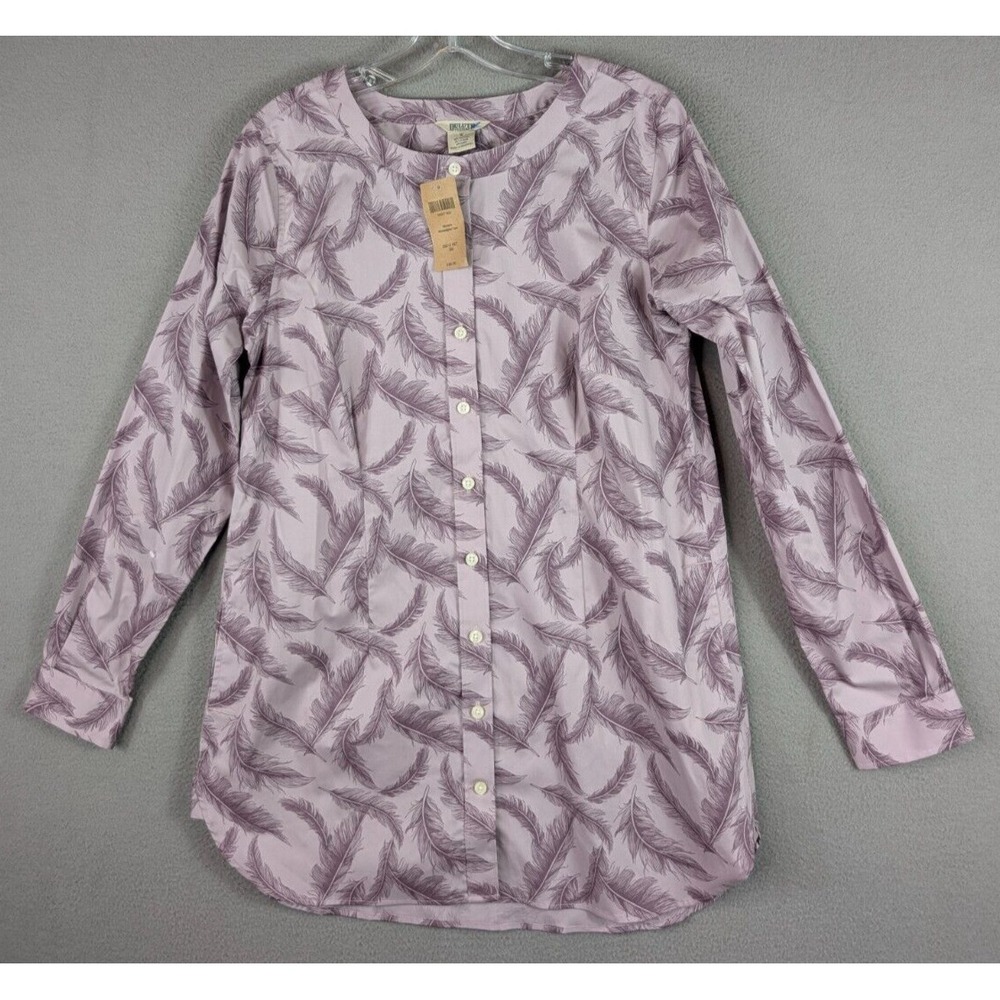 Duluth Trading Wrinklefighter Tunic Button Up Shirt Womens S Purple Vacation NWT